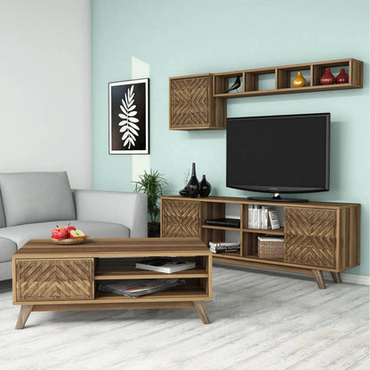 Living Room Composition Hm11853.01 2pcs Melamine In Walnut Color