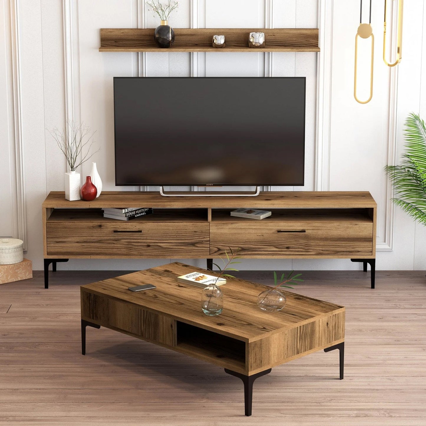 Living Room Composition Hm11856.01 2pcs Melamine In Walnut