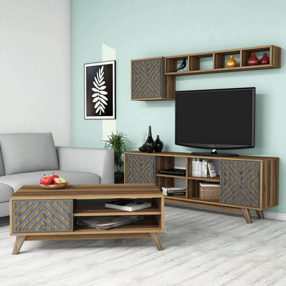 Living Room Composition Hm11853.02 2pcs Melamine In Walnut-blue