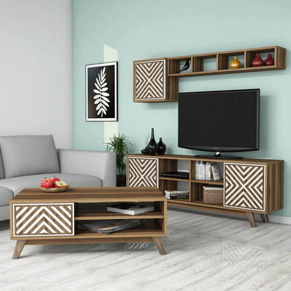 Living Room Composition Hm11853.03 2pcs Melamine In Walnut-white