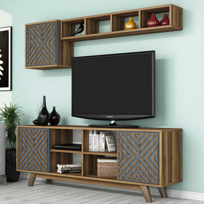 Living Room Composition Hm11853.02 2pcs Melamine In Walnut-blue