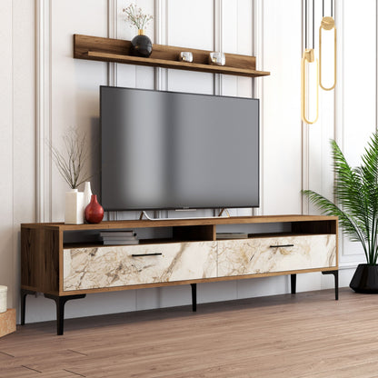 Living Room Composition Hm11855.02 2pcs Walnut-white Marble