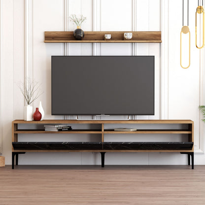 Living Room Composition Hm11855.01 2pcs Melamine In Walnut-black Marble