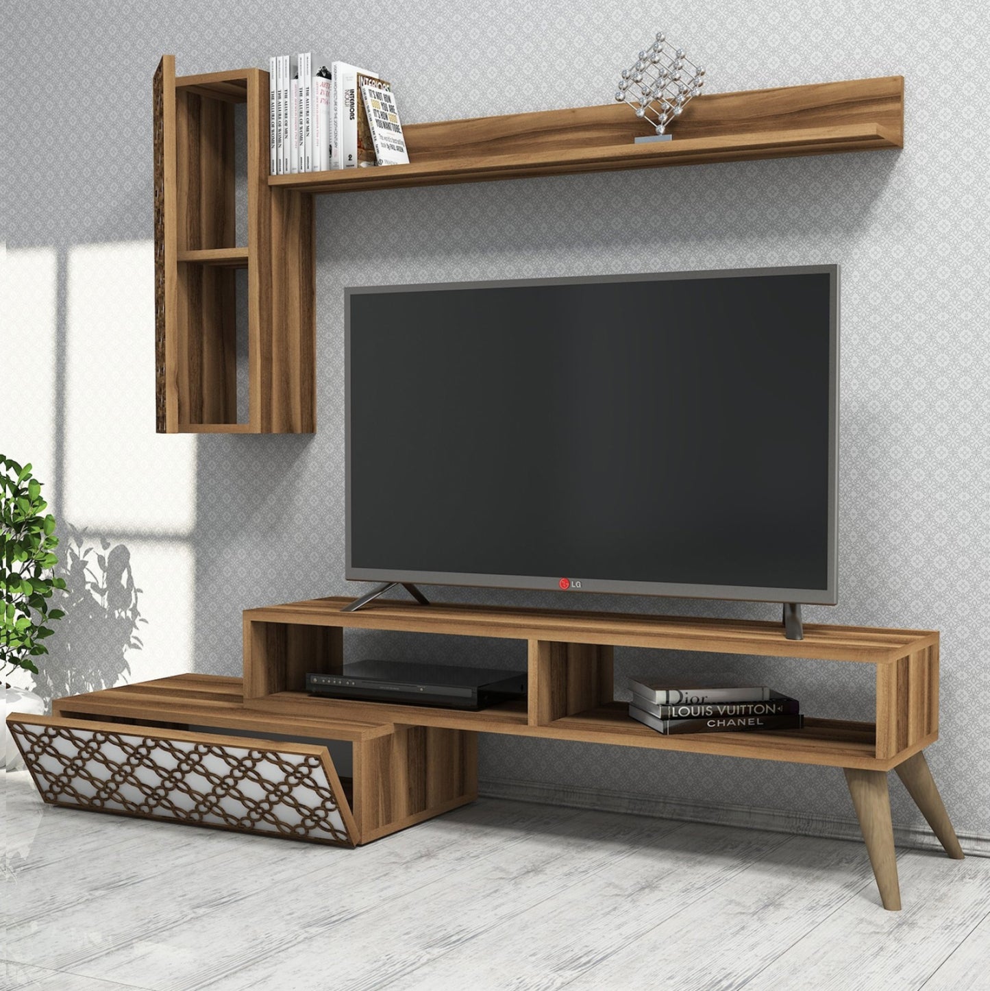 Living Room Composition Hm11850.03 2pcs Melamine In Walnut-white