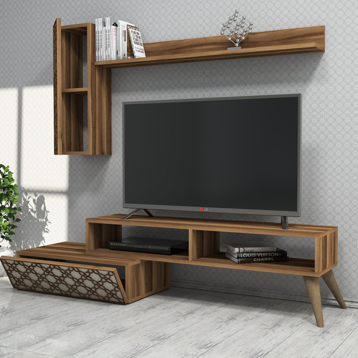 Living Room Composition Hm11850.02 2pcs Melamine In Walnut-cream