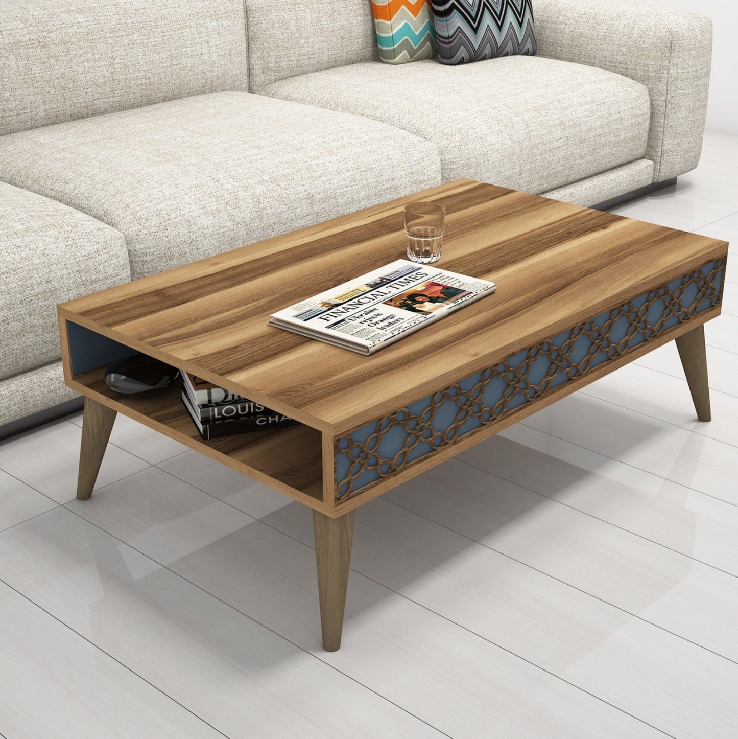 Living Room Composition Hm11850.04 2pcs Melamine In Walnut-blue
