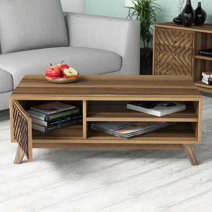 Living Room Composition Hm11853.01 2pcs Melamine In Walnut Color