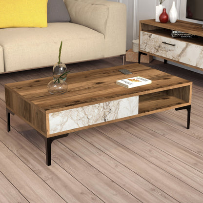 Living Room Composition Hm11855.02 2pcs Walnut-white Marble