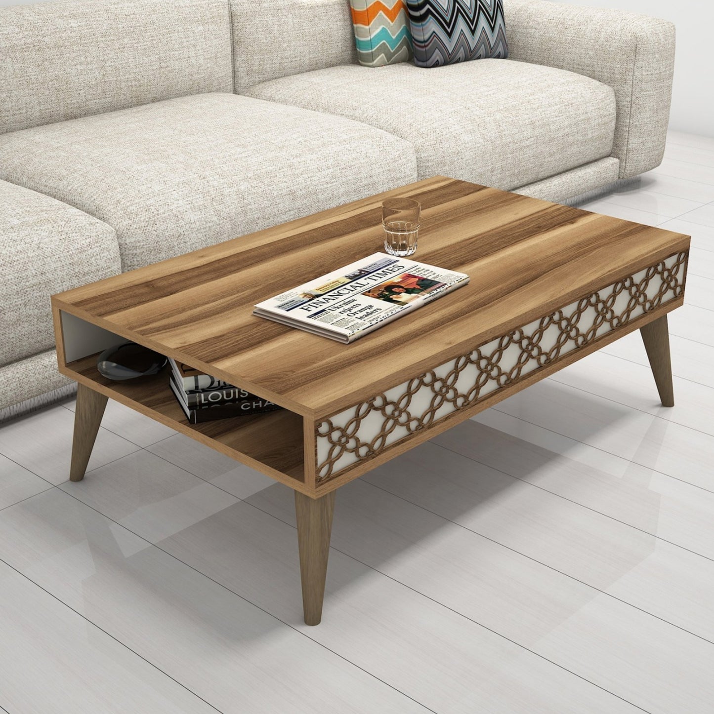Living Room Composition Hm11850.02 2pcs Melamine In Walnut-cream