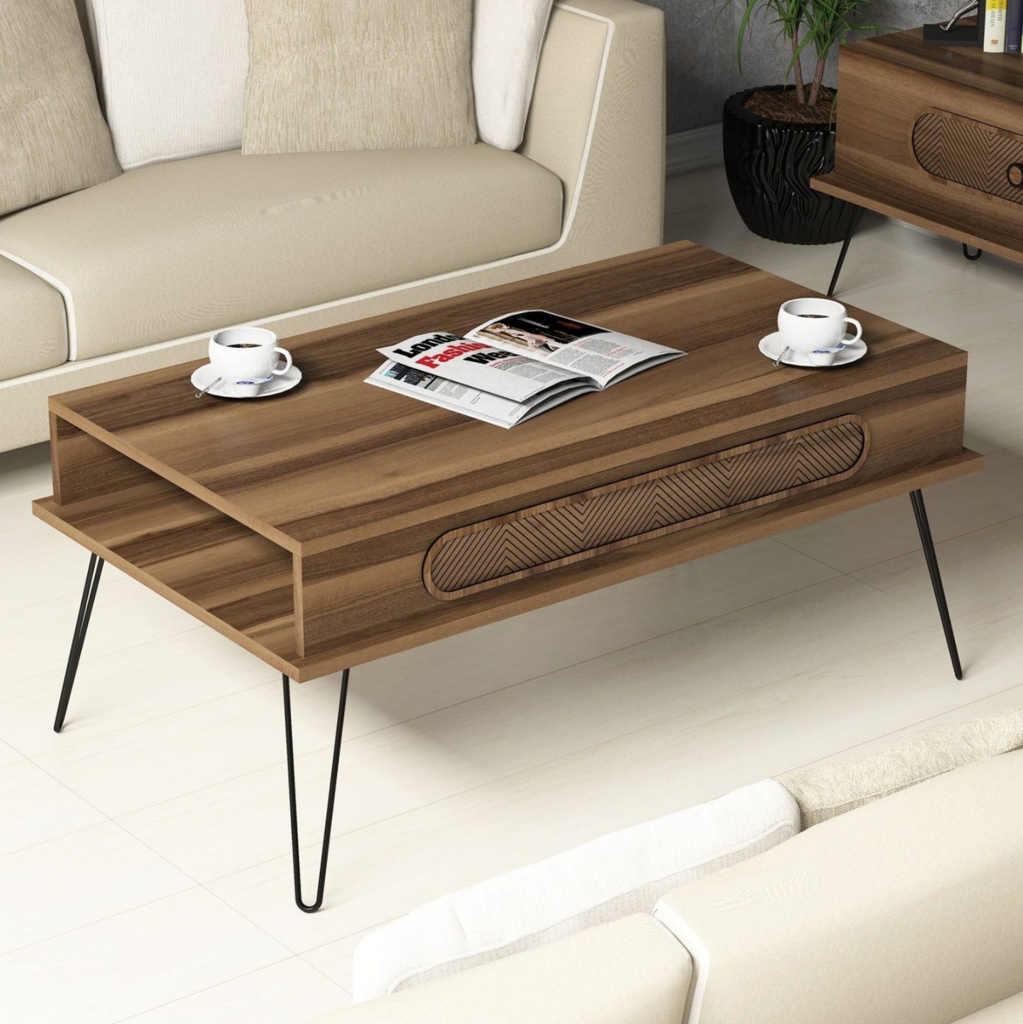 Living Room Composition Hm11851.03 2pcs Melamine In Walnut