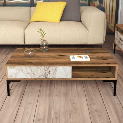 Living Room Composition Hm11855.02 2pcs Walnut-white Marble