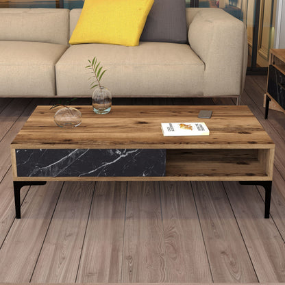 Living Room Composition Hm11855.01 2pcs Melamine In Walnut-black Marble