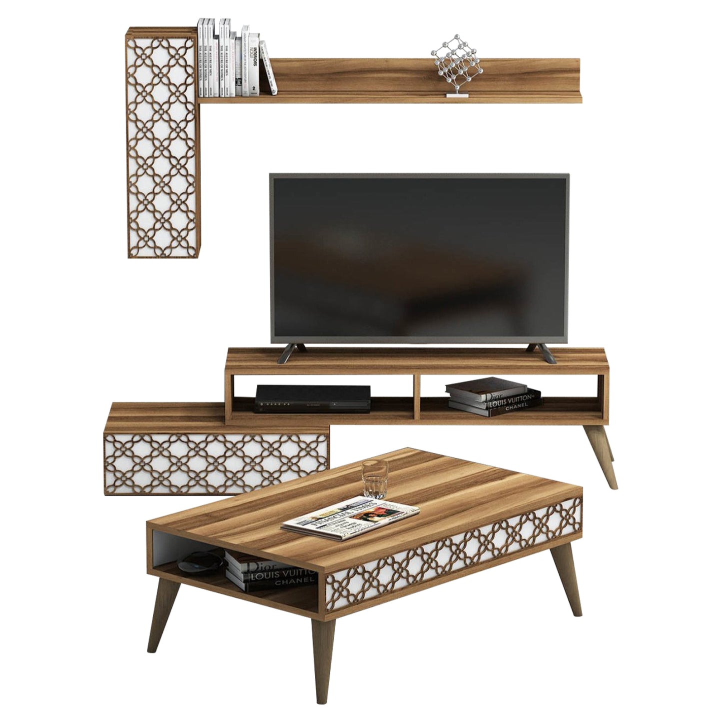 Living Room Composition Hm11850.03 2pcs Melamine In Walnut-white