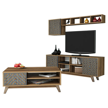 Living Room Composition Hm11853.02 2pcs Melamine In Walnut-blue