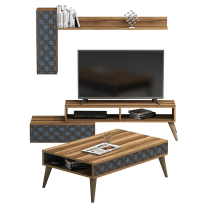 Living Room Composition Hm11850.04 2pcs Melamine In Walnut-blue