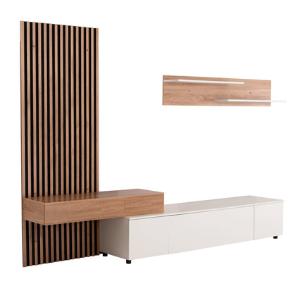 Tv Furniture Combo Dort Hm18076.01 Melamine In Sonama-white 249.5x42.2x199.5hcm.
