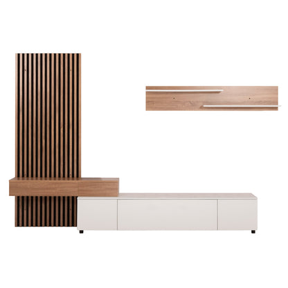 Tv Furniture Combo Dort Hm18076.01 Melamine In Sonama-white 249.5x42.2x199.5hcm.