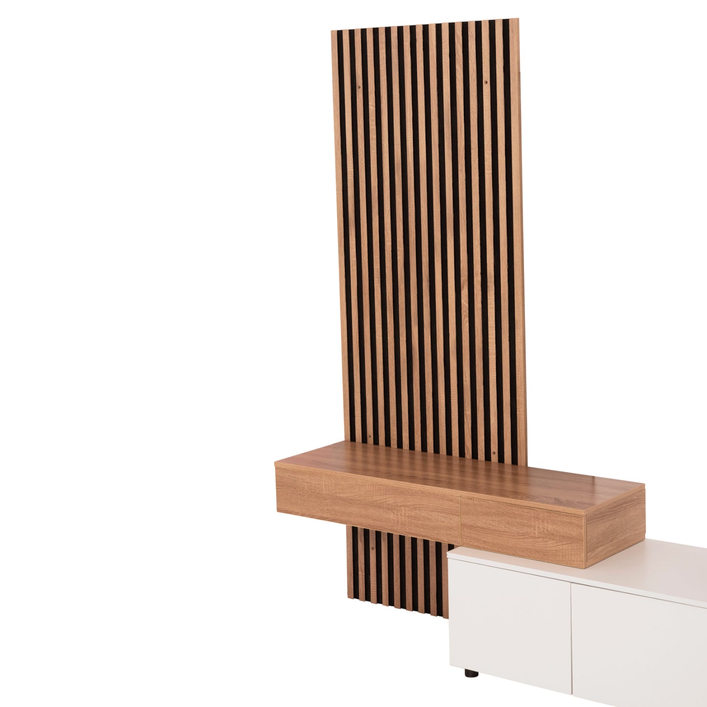 Tv Furniture Combo Dort Hm18076.01 Melamine In Sonama-white 249.5x42.2x199.5hcm.