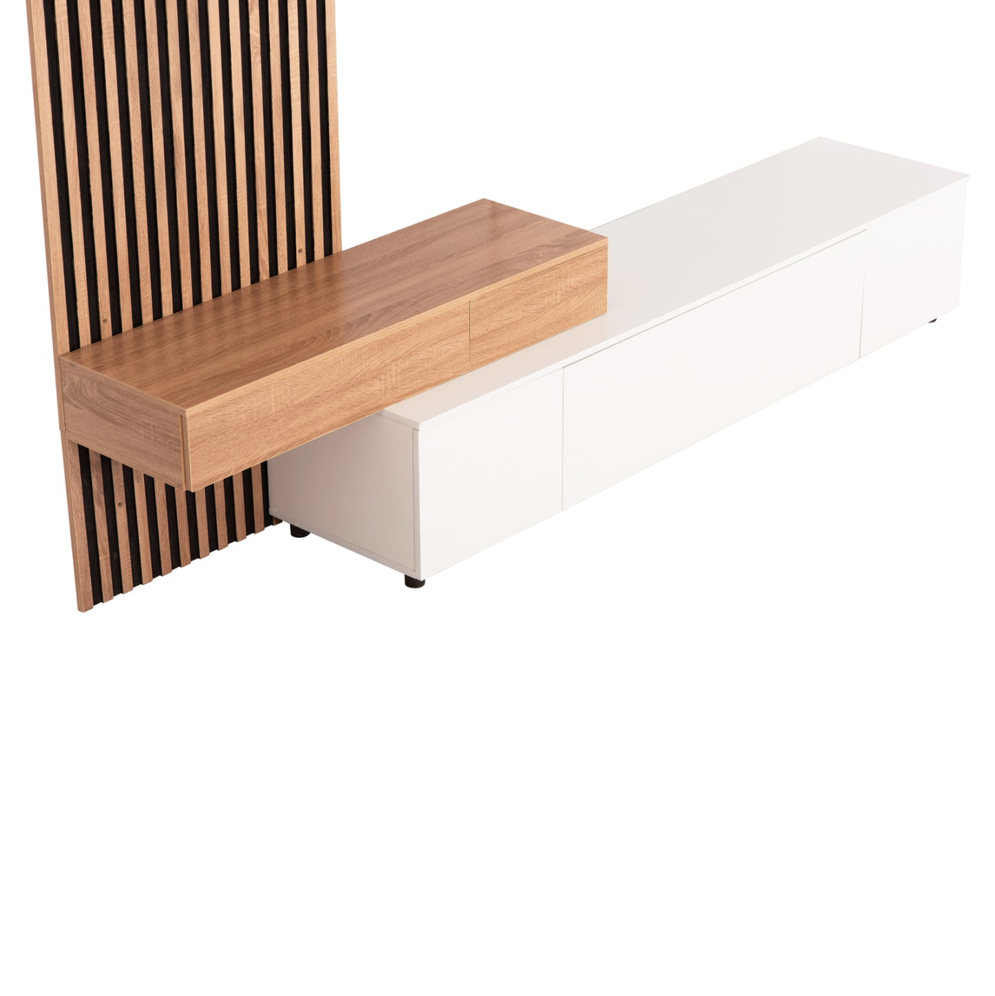 Tv Furniture Combo Dort Hm18076.01 Melamine In Sonama-white 249.5x42.2x199.5hcm.