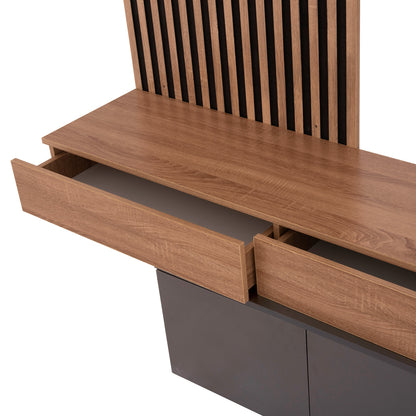 Tv Furniture Combo Dort Hm18076.02 Melamine In Sonama-dark Grey 249.5x42.2x199.5hcm.