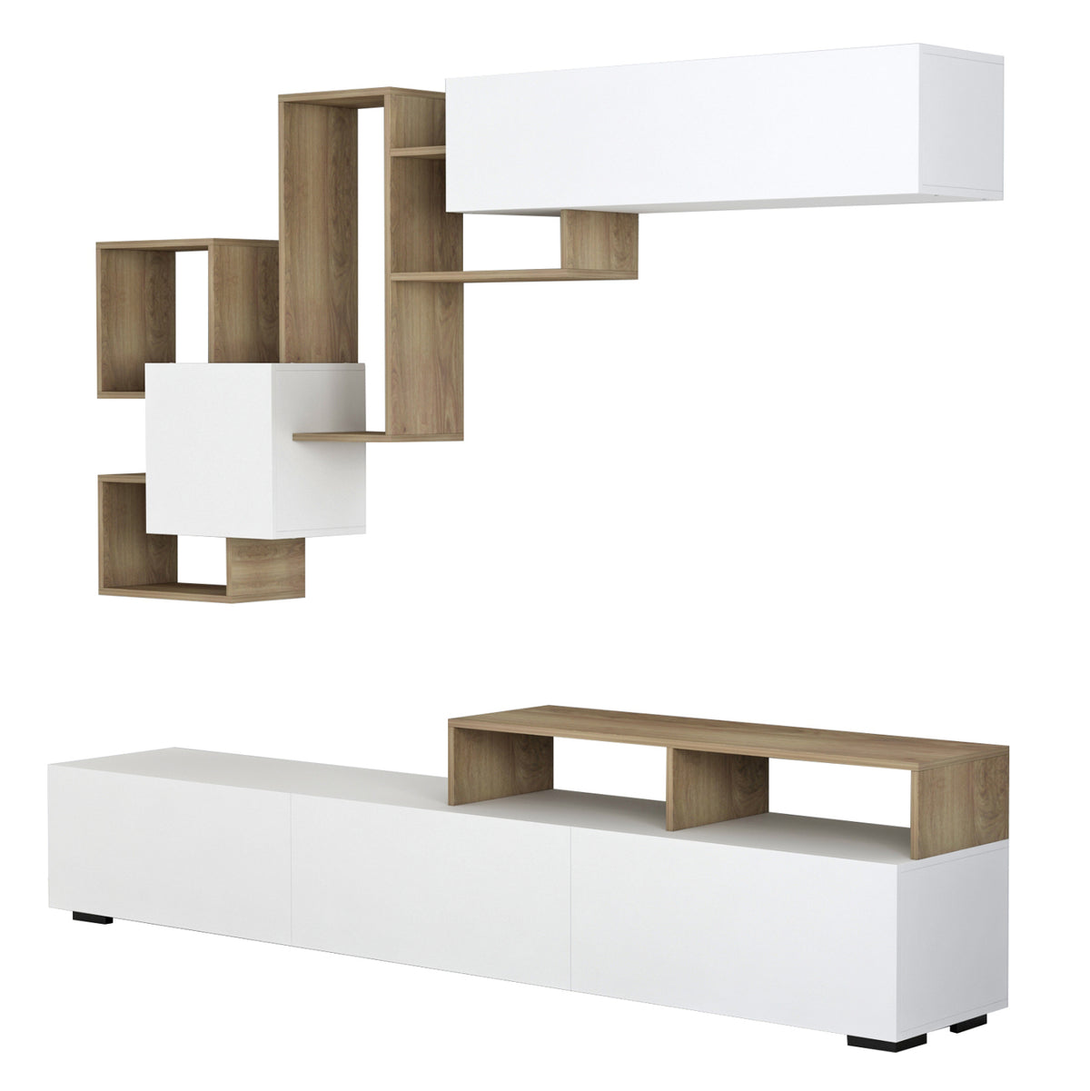 Tv Furniture Set Donovan Hm8944.11 Melamine In Natural-white 210x35,8x46,8hcm.