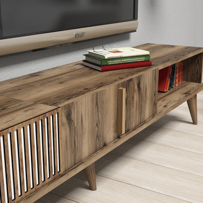 Tv Furniture Set Hm9438.02 Melamine In Walnut-white 180x35x40hcm.