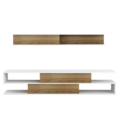 Tv Furniture Set Birgitta Hm8903.11 Melamine In Natural-white 181x31,5x39,6hcm.