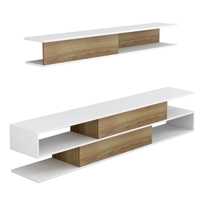 Tv Furniture Set Birgitta Hm8903.11 Melamine In Natural-white 181x31,5x39,6hcm.