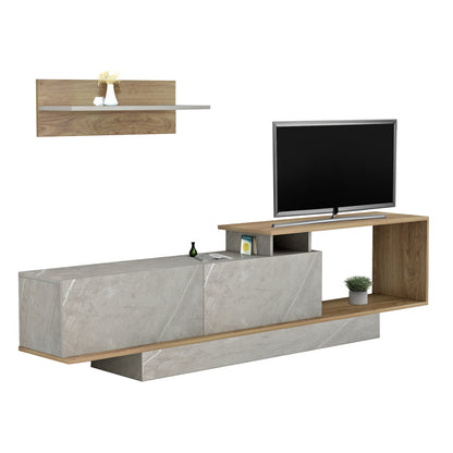 Tv Furniture Set Garcelle Hm8904.14 Melamine In Natural-stone Texture 180x29,6x45hcm.