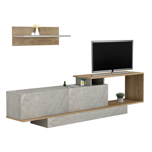 Tv Furniture Set Garcelle Hm8904.14 Melamine In Natural-stone Texture 180x29,6x45hcm.