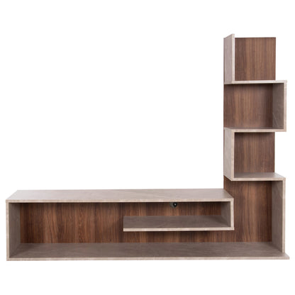Tv Furniture Combo Edelie Hm8908.14 Melamine In Greyish Stone Texture-natural 150x29.5x120h Cm.