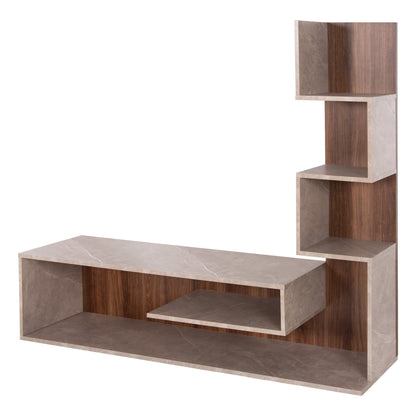 Tv Furniture Combo Edelie Hm8908.14 Melamine In Greyish Stone Texture-natural 150x29.5x120h Cm.