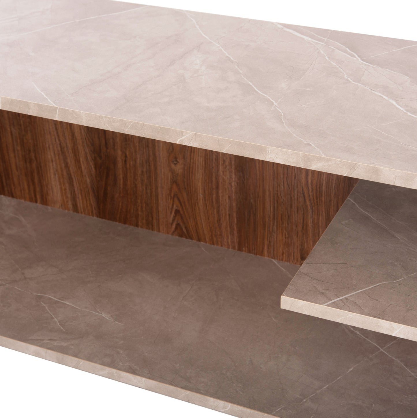 Tv Furniture Combo Edelie Hm8908.14 Melamine In Greyish Stone Texture-natural 150x29.5x120h Cm.