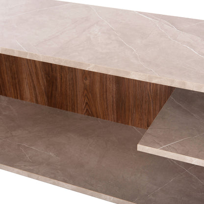 Tv Furniture Combo Edelie Hm8908.14 Melamine In Greyish Stone Texture-natural 150x29.5x120h Cm.
