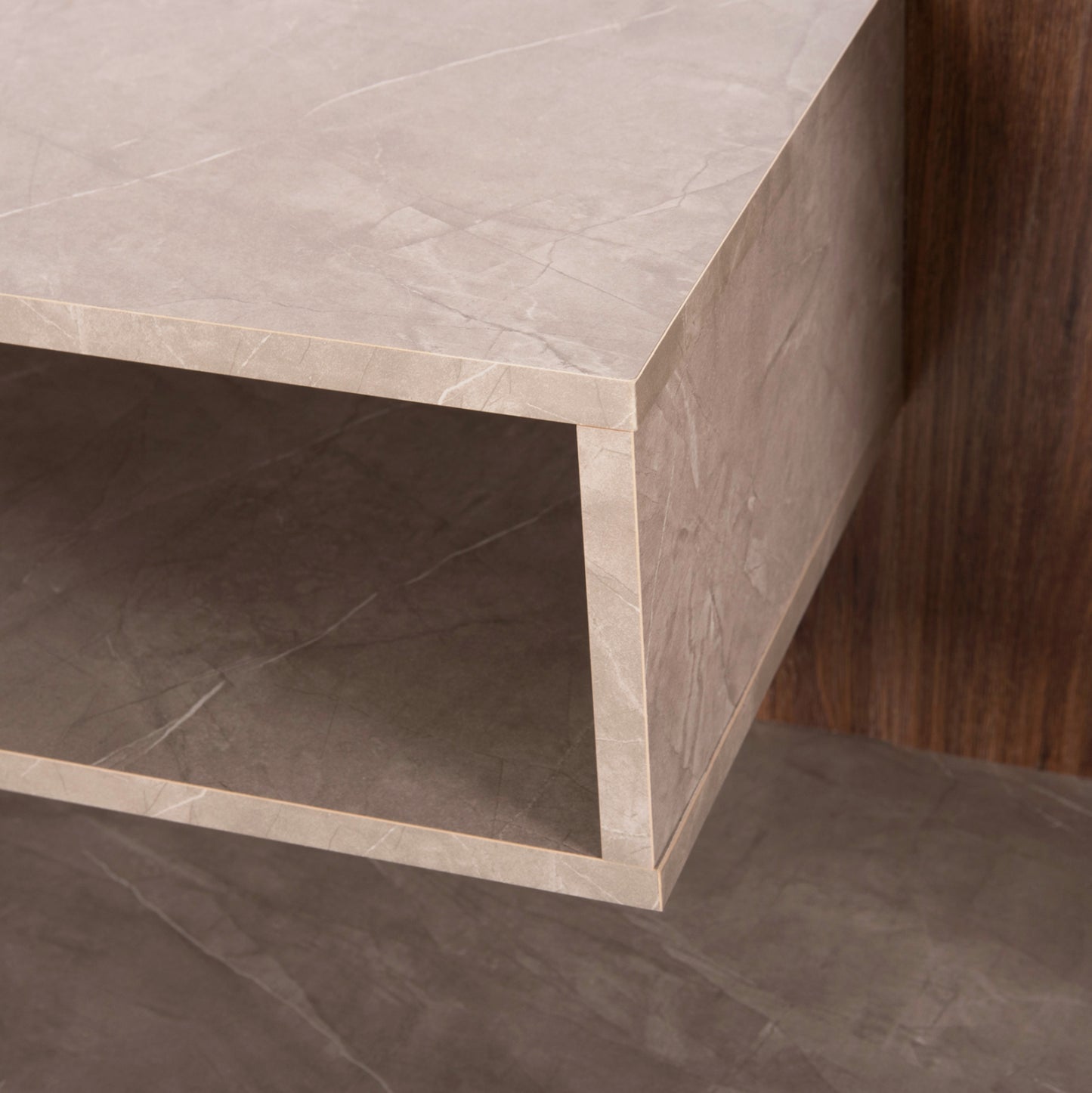Tv Furniture Combo Edelie Hm8908.14 Melamine In Greyish Stone Texture-natural 150x29.5x120h Cm.