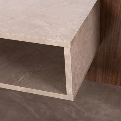 Tv Furniture Combo Edelie Hm8908.14 Melamine In Greyish Stone Texture-natural 150x29.5x120h Cm.