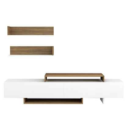 Tv Furniture Set Eduardo Hm8909.12 Melamine In White-natural 180x29,5x45hcm.