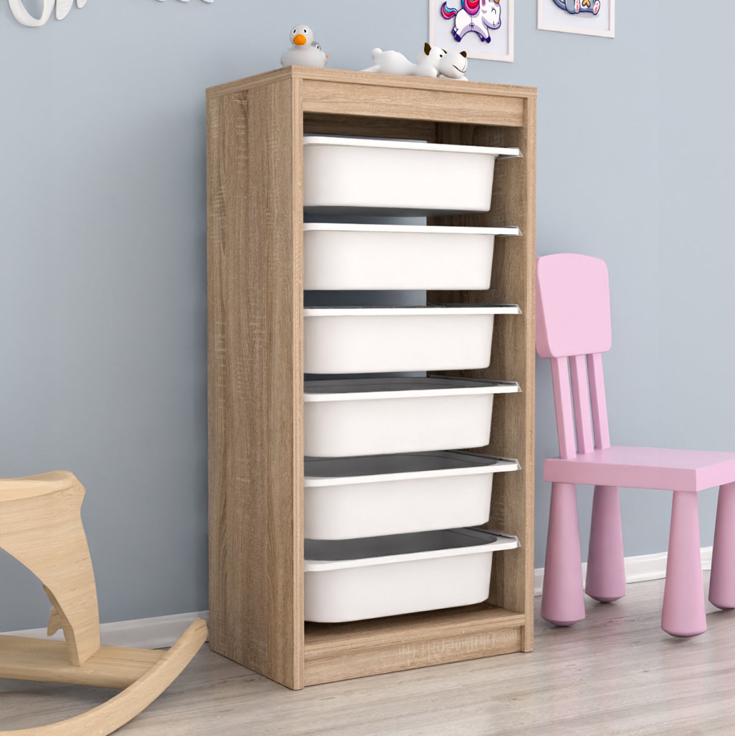 Chest Of Drawers Sani Hm18199.03 Melamine In Sonama-white P.e. Drawers 45,5x29,6x91,8hcm.