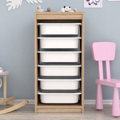 Chest Of Drawers Sani Hm18199.03 Melamine In Sonama-white P.e. Drawers 45,5x29,6x91,8hcm.