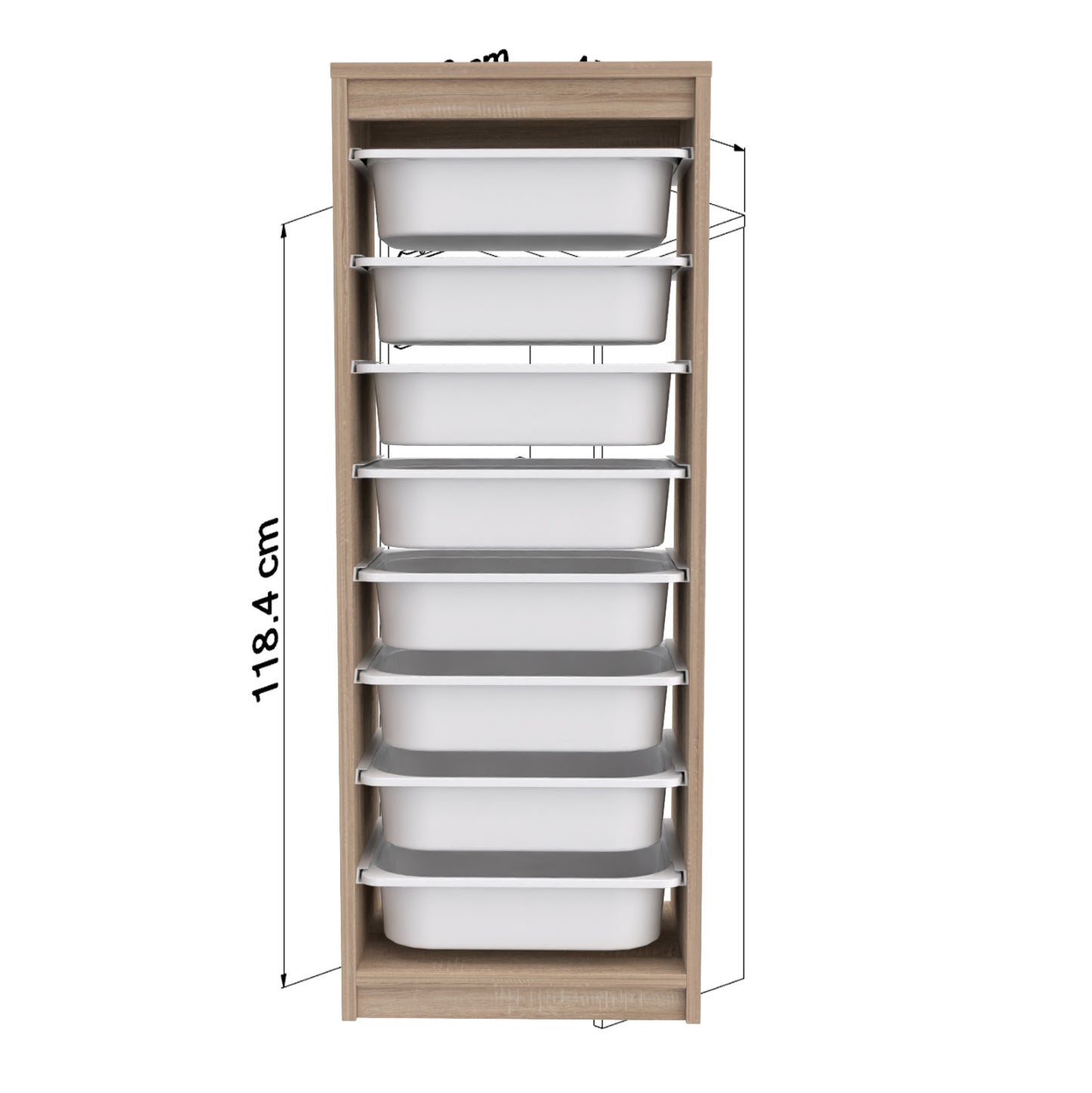 Chest Of Drawers Sani Hm18201.03 Melamine In Sonama-white P.e. Drawers 45,5x29,6x118.5hcm.