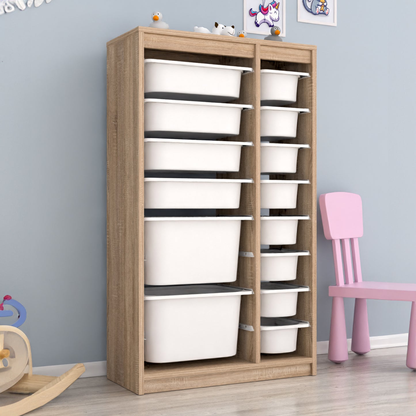 Chest Of Drawers Sani Hm18202.03 Melamine In Sonama-14 White P.e. Drawers 69x29,6x112,2hcm