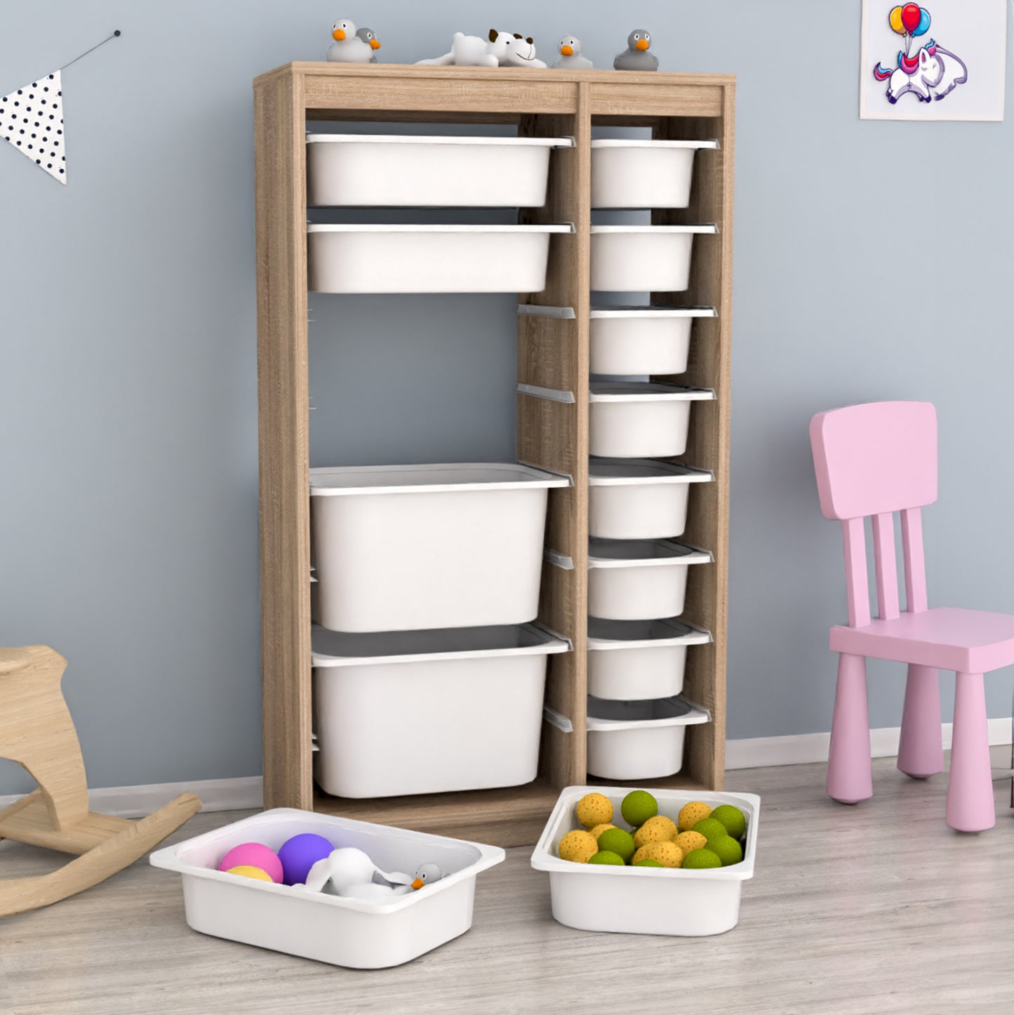 Chest Of Drawers Sani Hm18202.03 Melamine In Sonama-14 White P.e. Drawers 69x29,6x112,2hcm