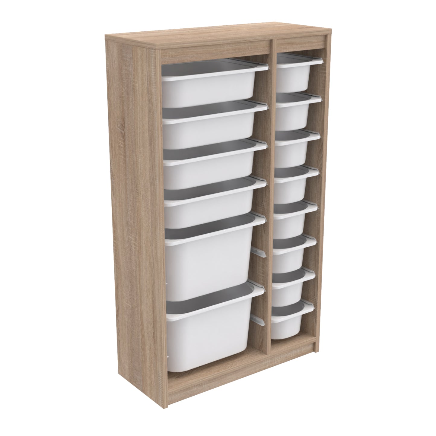 Chest Of Drawers Sani Hm18202.03 Melamine In Sonama-14 White P.e. Drawers 69x29,6x112,2hcm