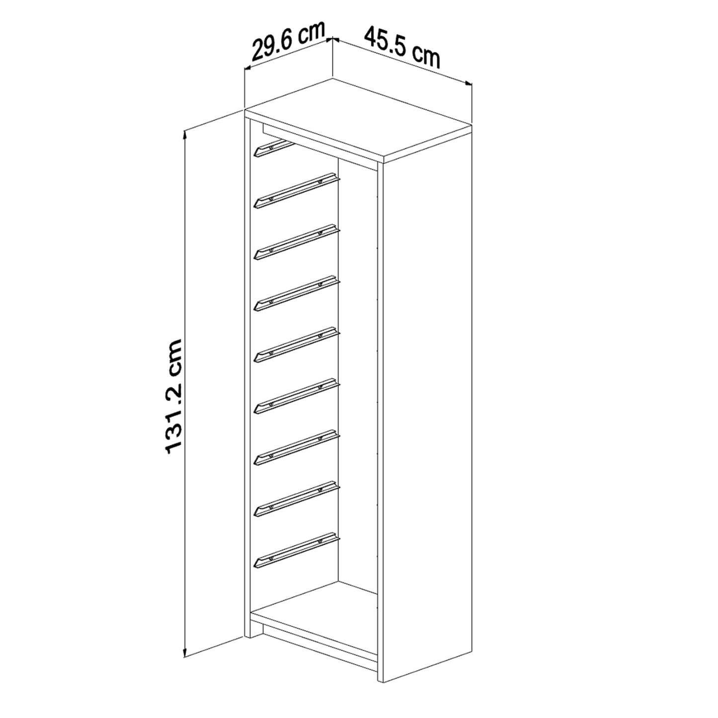 Chest Of Drawers Sani Hm18203.03 Melamine In Sonama-9 White P.e. Drawers 45,5x29,6x125hcm.