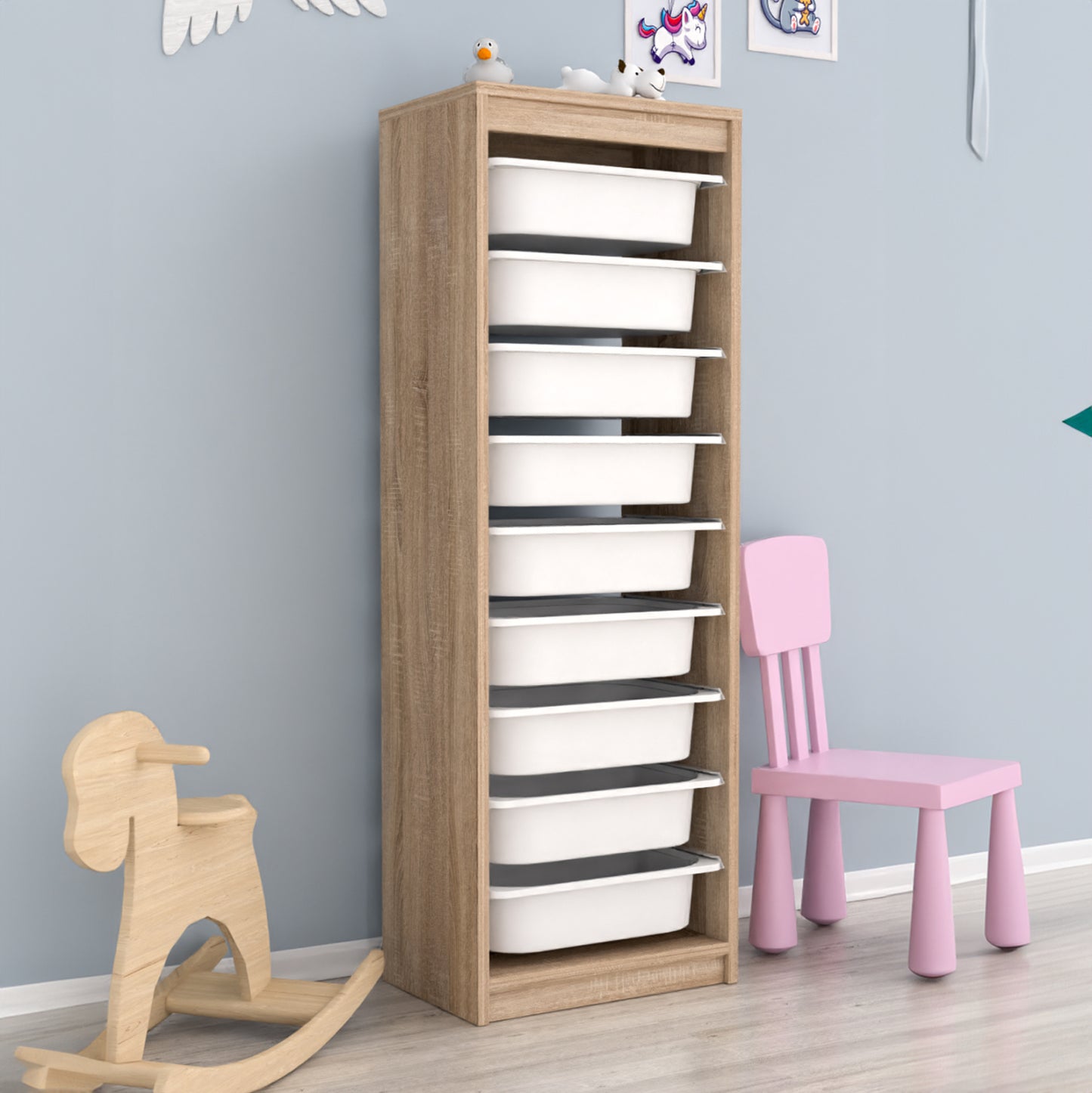Chest Of Drawers Sani Hm18203.03 Melamine In Sonama-9 White P.e. Drawers 45,5x29,6x125hcm.