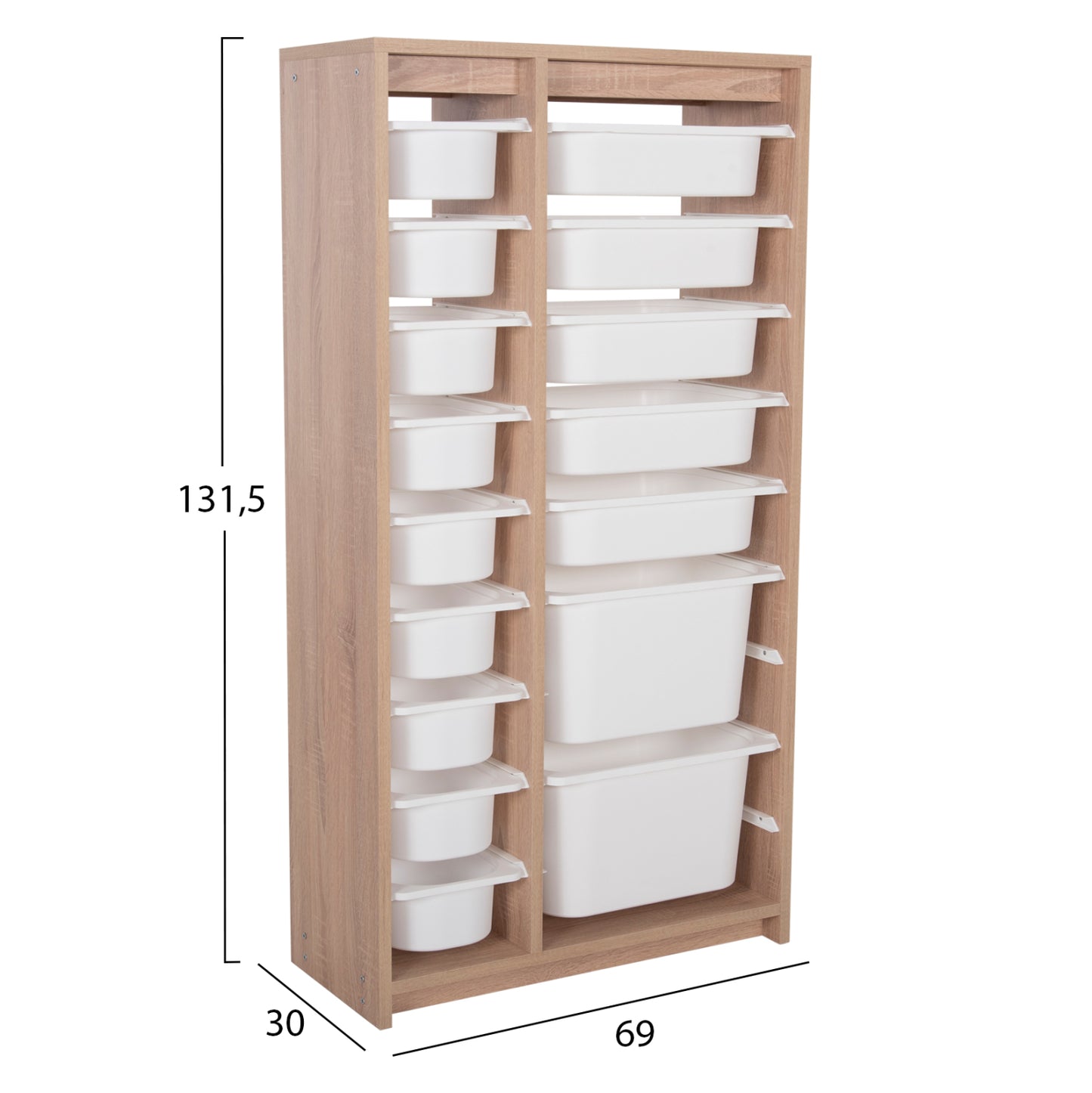 Chest Of Drawers Sani Hm18204.03 Melamine In Sonama-16 White P.e. Drawers 69x30x131,5hcm