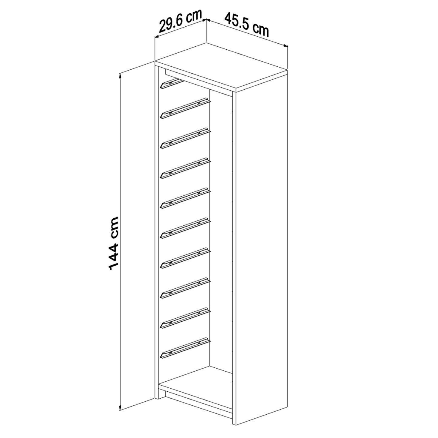 Chest Of Drawers Sani Hm18205.03 Melamine In Sonama-white P.e. Drawers 45,5x29,6x144hcm.