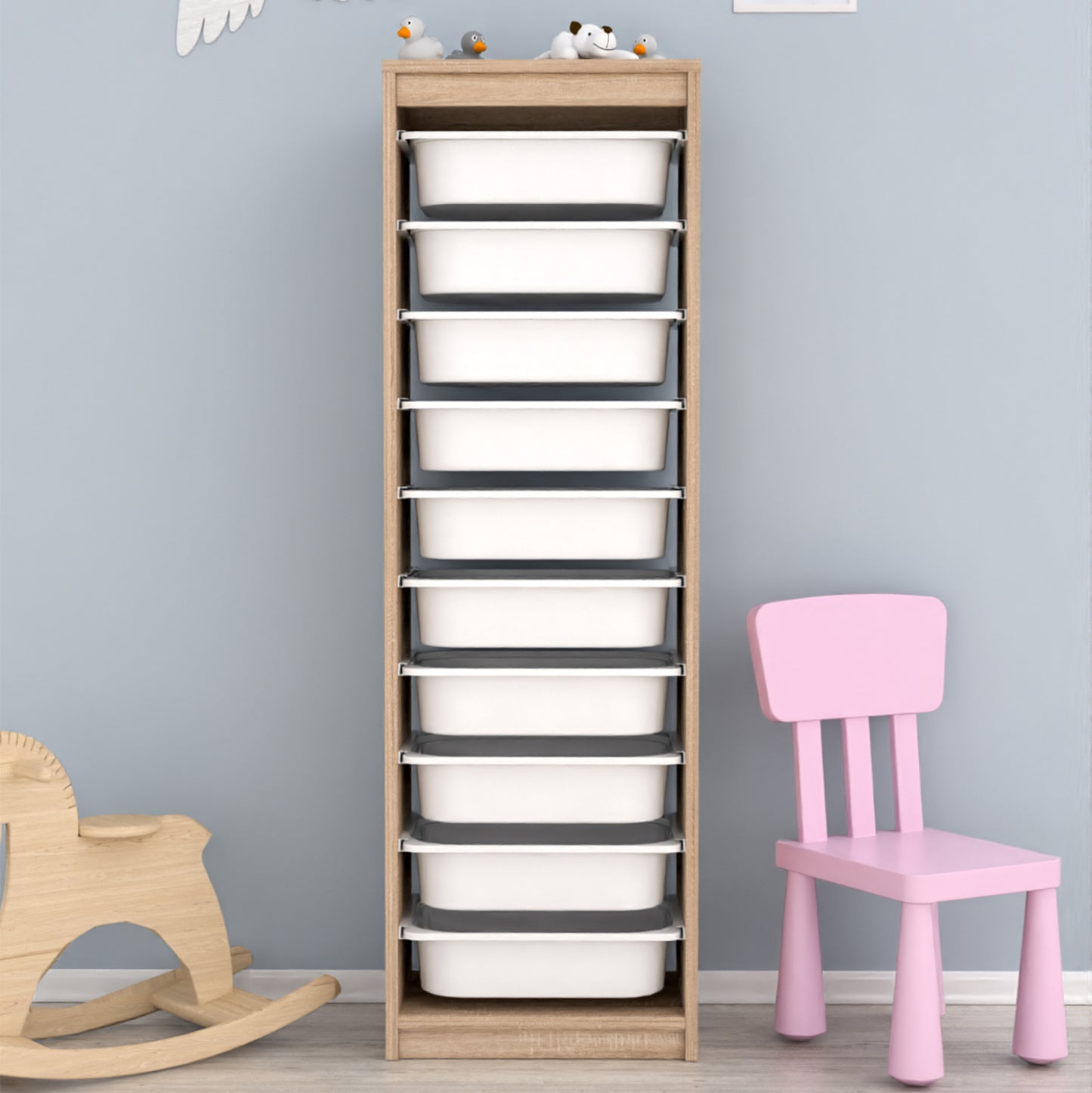 Chest Of Drawers Sani Hm18205.03 Melamine In Sonama-white P.e. Drawers 45,5x29,6x144hcm.