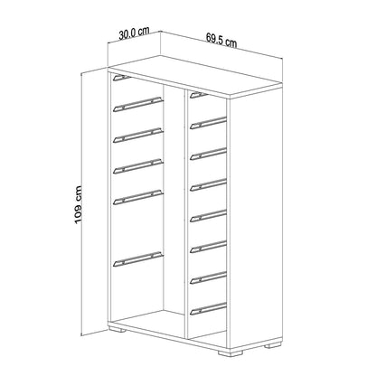 Chest Of Drawers Sani Hm18211.01 Melamine In White-14 White P.e. Drawers 69,5x30x109hcm.