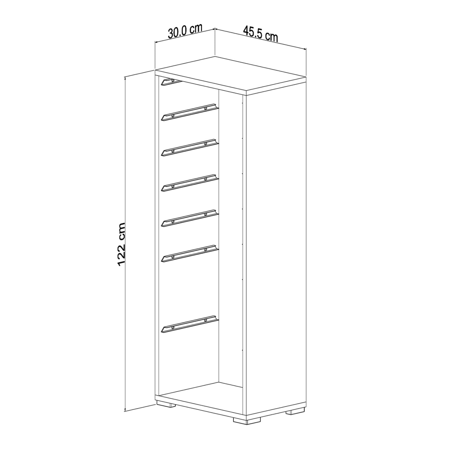 Chest Of Drawers Sani Hm18213.01 Melamine In White-7 White P.e. Drawers 45,5x30x122hcm.